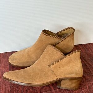 Jack Rogers Sadie Brown Leather Ankle Heel Booties Women's 8 Stitched  Edges
